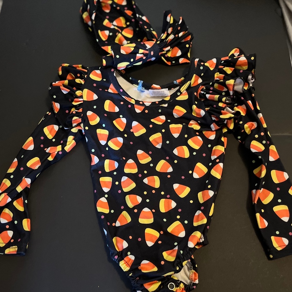 Candy corn rush bodysuit w headband